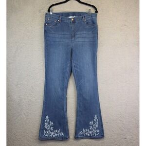 Canyon Retreat Jeans Womens 14 Flared High Rise Floral‎ Embroidery Fairy Cowboy